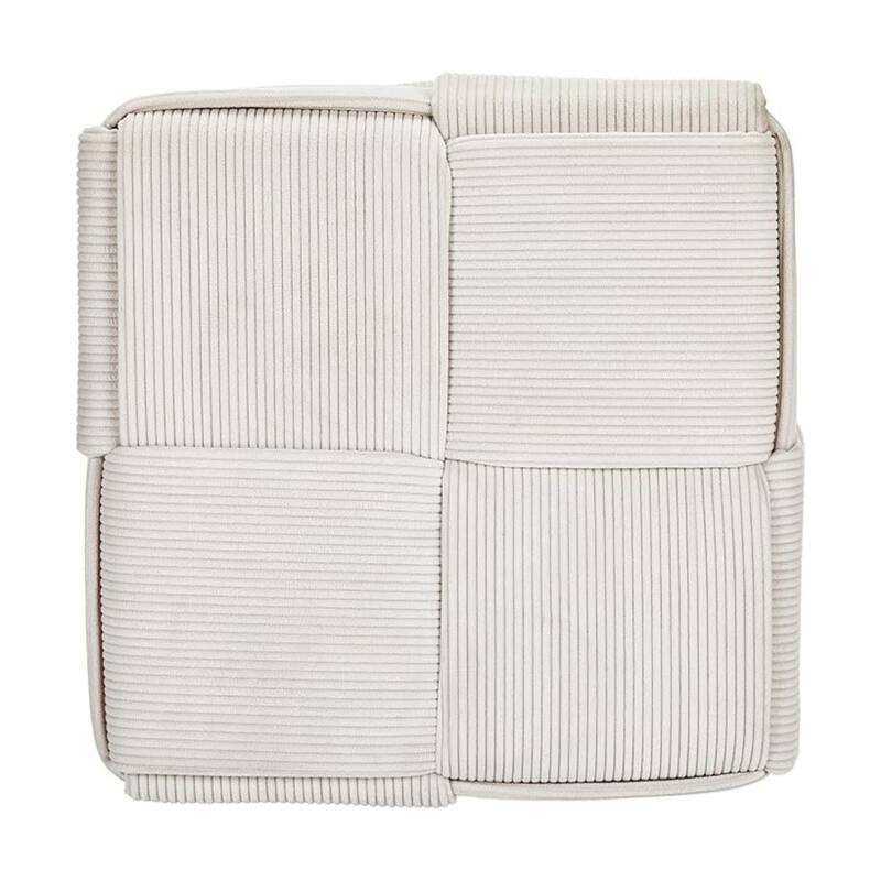Upholstered Corduroy Square Ottoman Foot Stool Accent for Bedroom