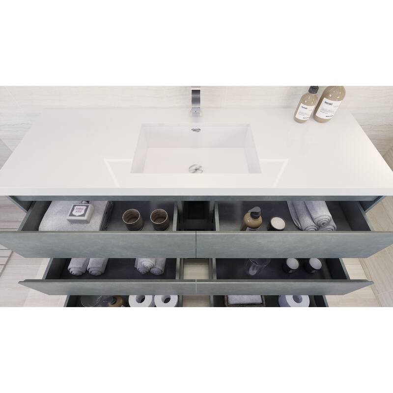 Aron 60'' Freestanding Vanity with Single Reinforced Acrylic Sink