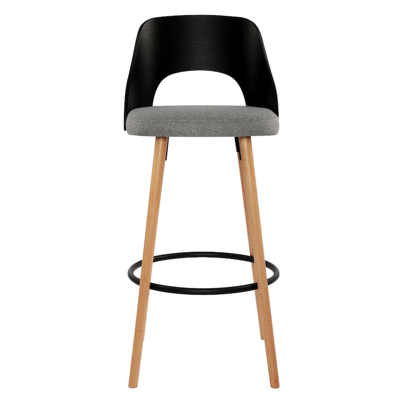 30-Inch Solid Wood Upholstered Bar Stools Set of 2 Bentwood Barstools with Back