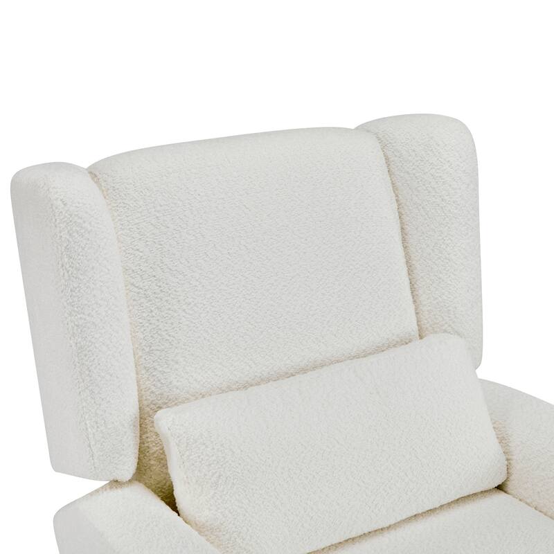 Boucle Fabric Power Recliner Chair, Swivel Armchair with Adjustable Backrest, Modern Swivel Recliner with Thick Cushion