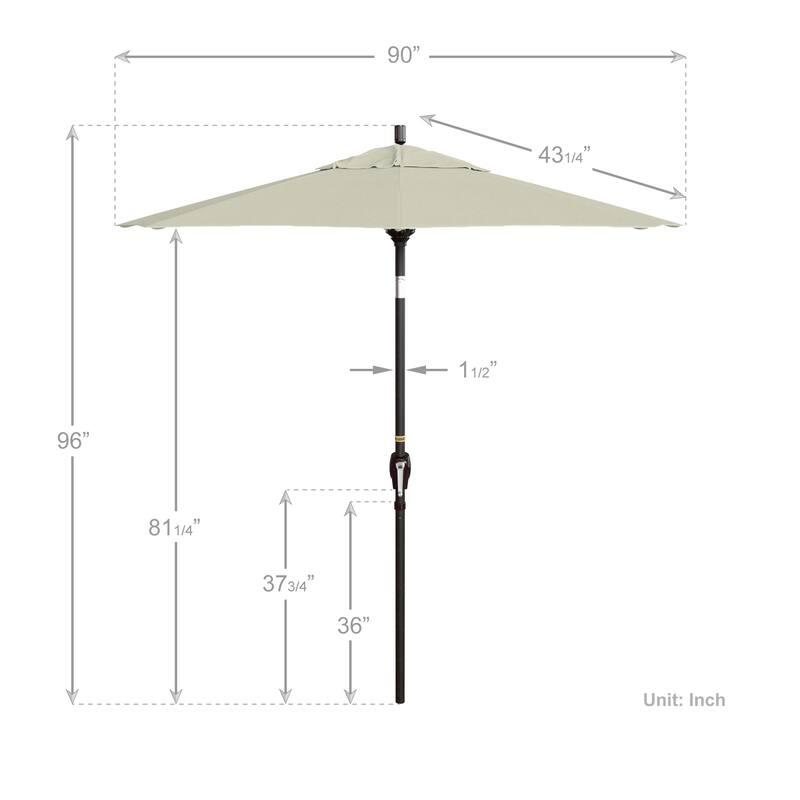 California Umbrella 7.5' Rd. Aluminum Patio Umbrella, Crank Lift with Push Button Tilt, Bronze Finish, Pacifica Fabric
