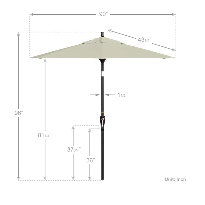 California Umbrella 7.5' Round Crank Lift Push Button Tilt Bronze Aluminum Patio Umbrella with Pacifica Pacific Blue Fabric