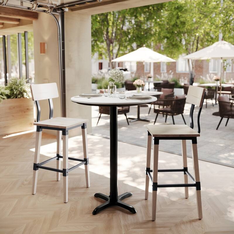 Commercial HPL Tabletop with Bar Height Crisscross Base