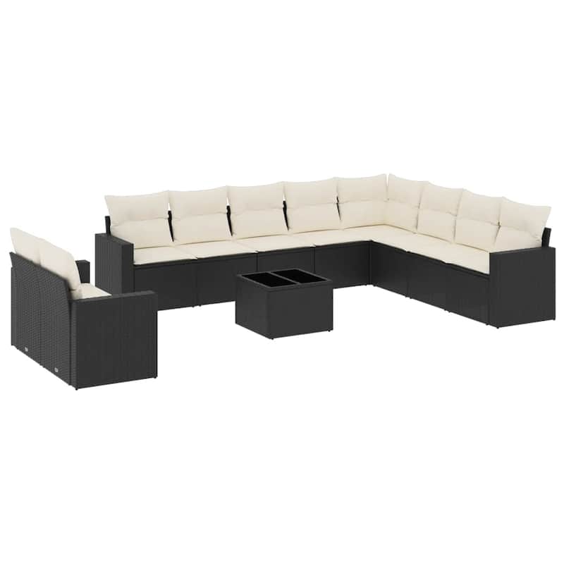 vidaXL Garden Sofa Set 11 Piece with Cushions Outdoor Sofa Set Poly Rattan