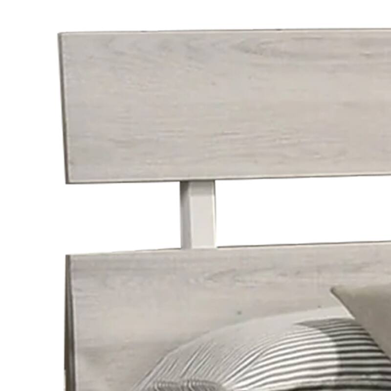 Cuzzy Full Platform Bed with Panel Headboard, Low Profile White Wood