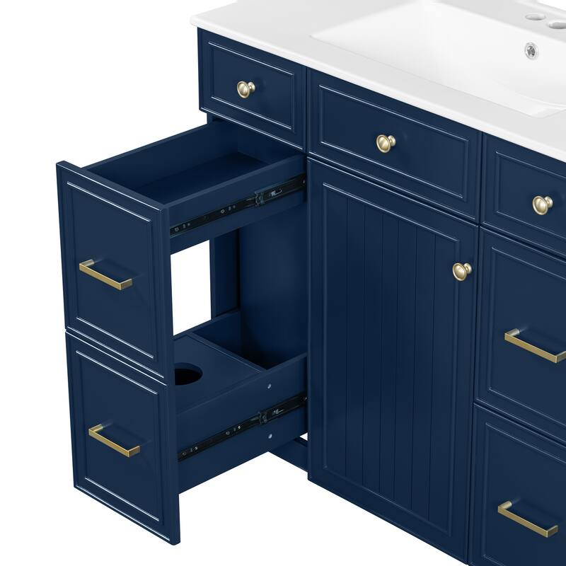 Bathroom Vanity with Sink, Vanity Set with Double-Layer & Standard Drawers, Bathroom Storage Cabinet with Adjustable Shelf