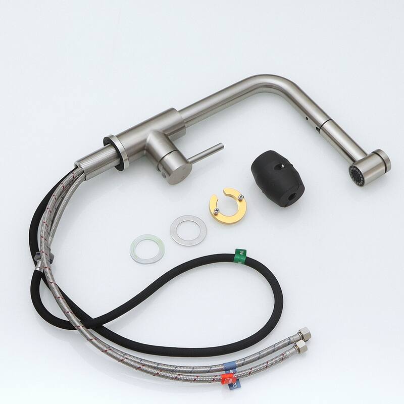 Modern Single Handle Single Hole Bathroom Sink Faucet with Pull Out Sprayer for Easy Rinsing and Cleaning