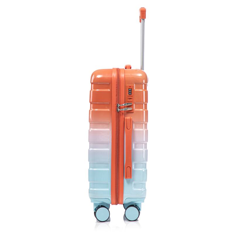 14In 20In 2 pcs in PC Spinner Wheel Luggage, Carry on Suitcase, With Gradient Color and Combination Lock