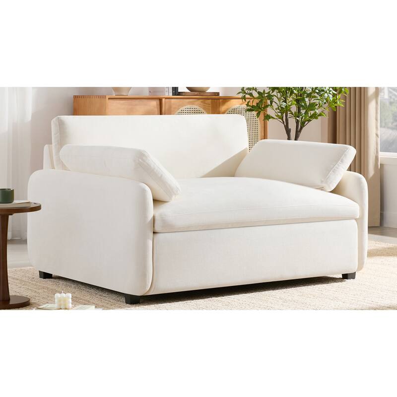 Roomfitters 50" Oversized Chenille Accent Chair, Wide Deep Seat Single Sofa, Modern Upholstered Lounge Chair with Pillows