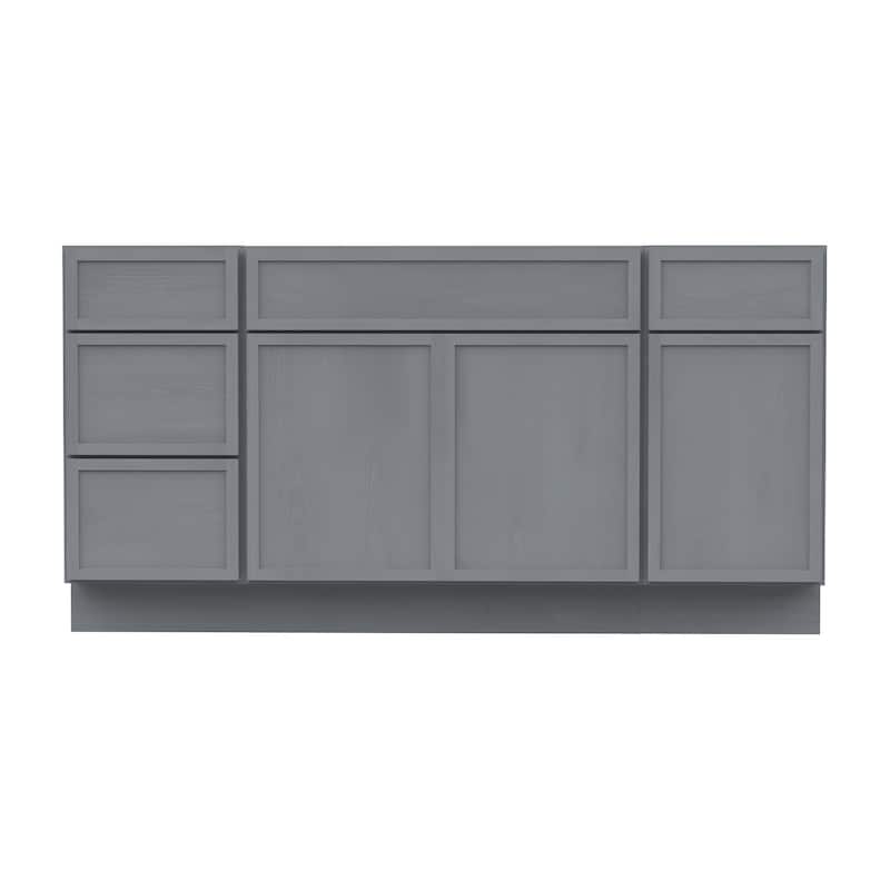 Vanity Art 69" Oak Freestanding Bathroom Vanity Cabinet without Top