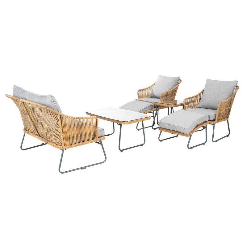 SAFAVIEH Outdoor Living Lonra 7-piece Lounger Set - 48"W x 29"D x 32"H