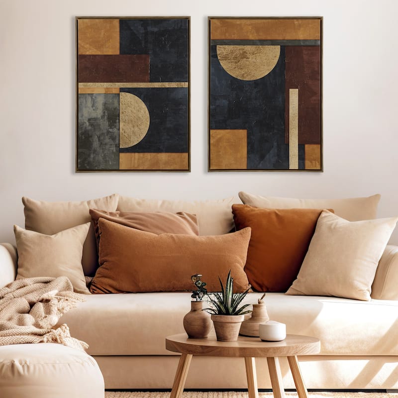 INK+IVY Jeweled Geo Hand-Embellished Abstract 2-Piece Framed Canvas Wall Art Set