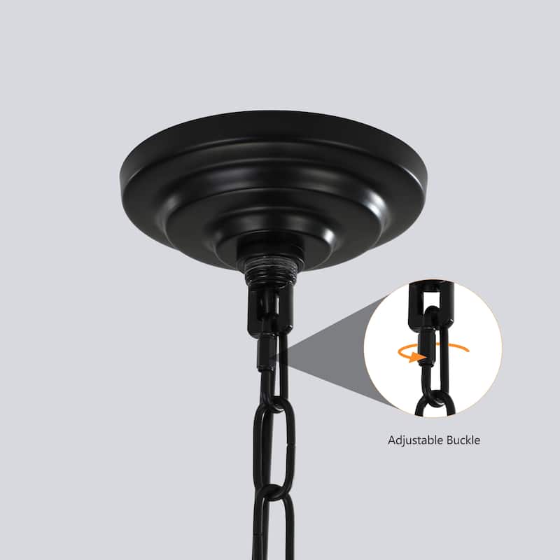 8-Lights Black Lantern Tiered Pendant Light Fixtures, Industrial Farmhouse Hanging Chandelier (No Bulbs)