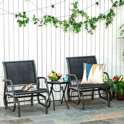 Outsunny Glider/Rocking Chair Set with Breathable Mesh Fabric, Curved Armrest