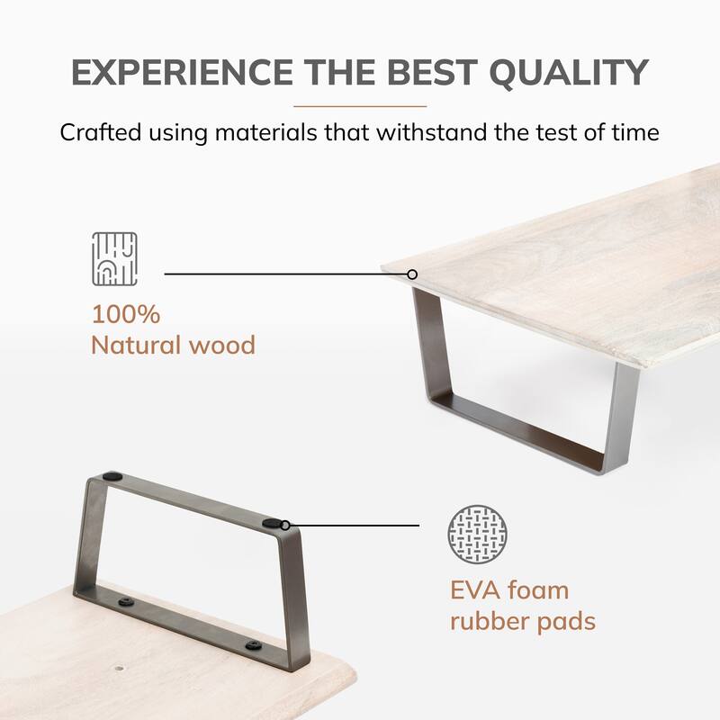 Jani Wood Monitor Stand Riser Desk - Ergonomic Design Stand, Desktop Organizer Table for Home, Office Workspace, Gaming Desk