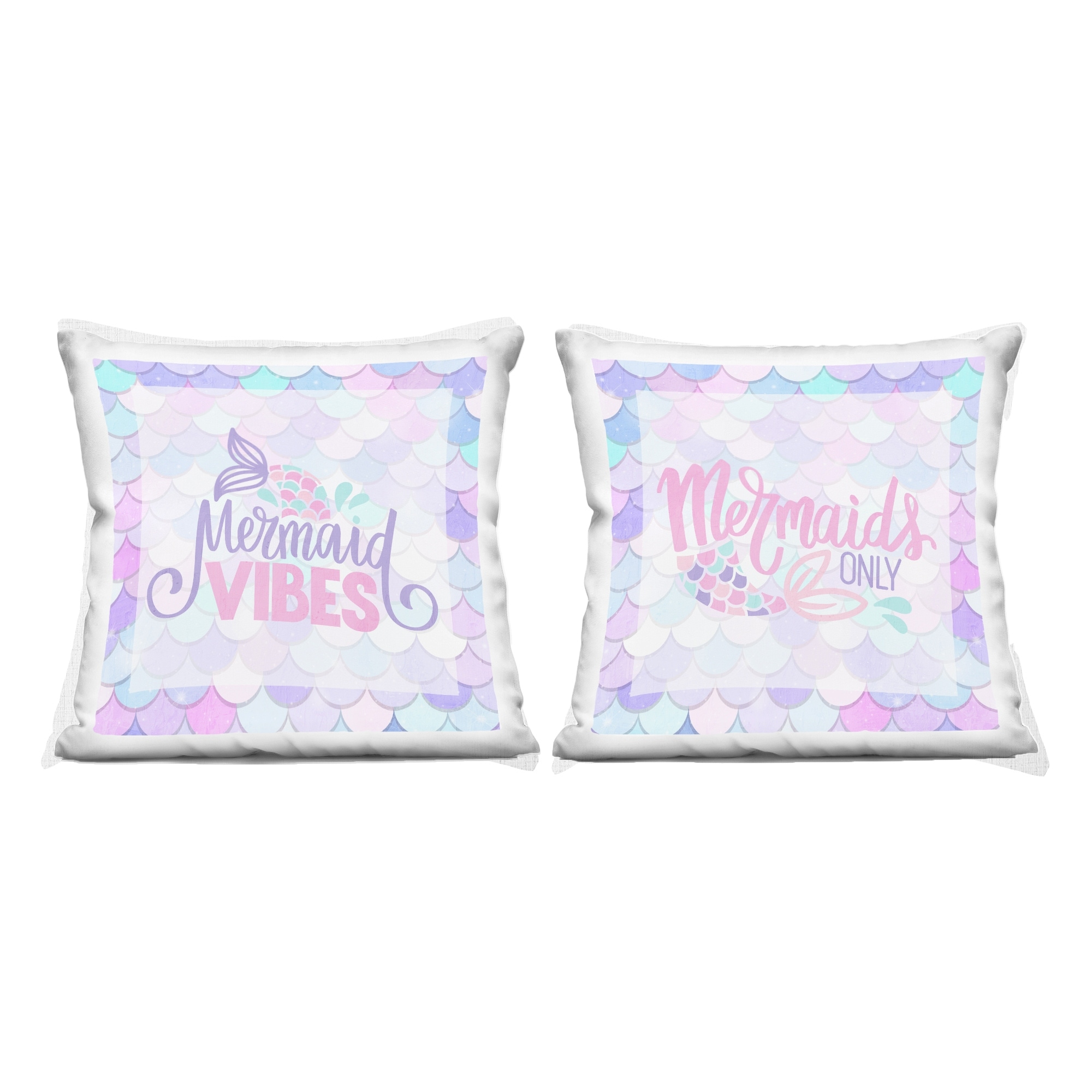 Stupell Dreamy Mermaid Phrases with Scales Decorative Printed Throw Pillow Design by Kim Allen (Set of 2)