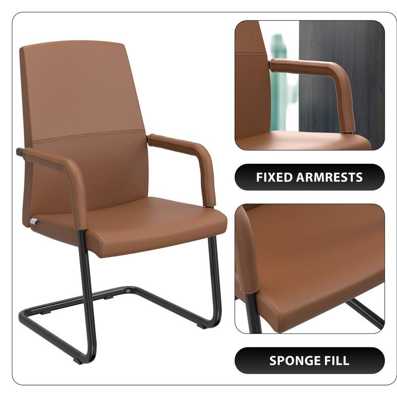 Evander Padded Leather Office Chair with Aluminum Frame, Fixed Armrests, Sponge Cushion, Easy-Clean Design & Quick Assembly
