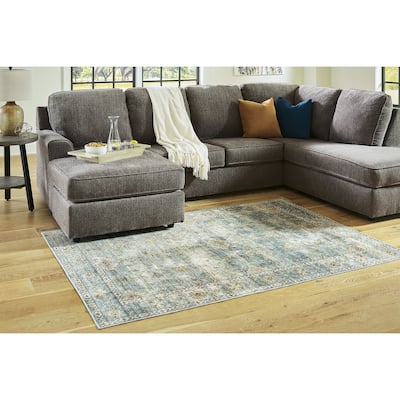 Signature Design by Ashley Harwins Blue Machine Washable Rug