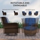 preview thumbnail 22 of 23, Outsunny 4 Piece PE Wicker Patio Furniture Set, Conversation Set with 2 360° Swivel Rocking Armchairs, 1 Loveseat Sofa