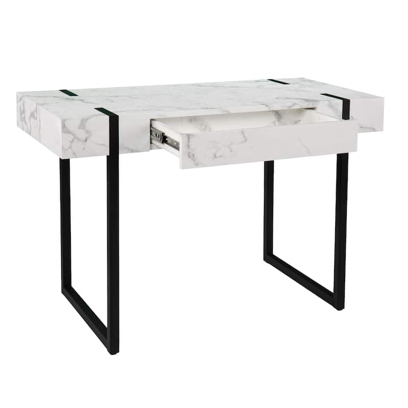 SEI Furniture Kiernan Contemporary White Faux Marble Desk