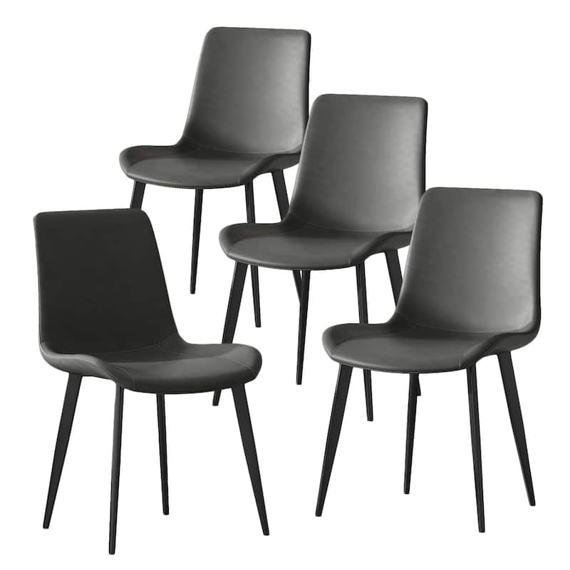 Dining Chairs 4PCS, Modern Kitchen & Dining Room Chairs, Upholstered Faux Leather Cushion Seat and Sturdy Metal Legs - Grey