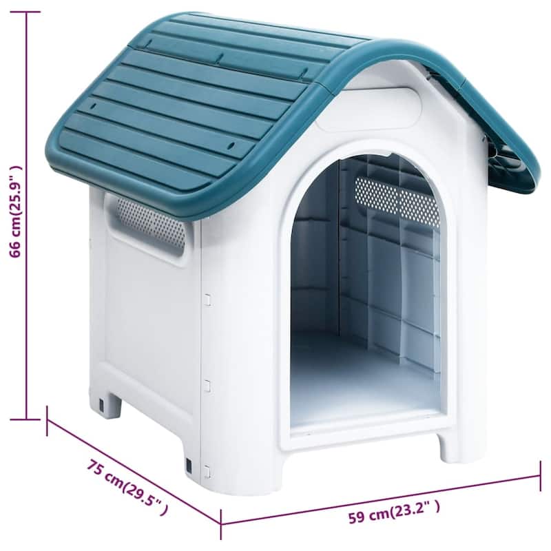 vidaXL Dog House Garden Dog Kennel Small Pet Cage Puppy Shelter Polypropylene - 23.2" x 29.5" x 26"