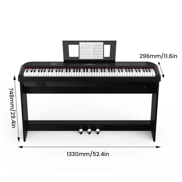 dimension image slide 0 of 2, Full Weighted Keyboard Piano 88 Keys With Built-In Speakers, Portable Power Supply