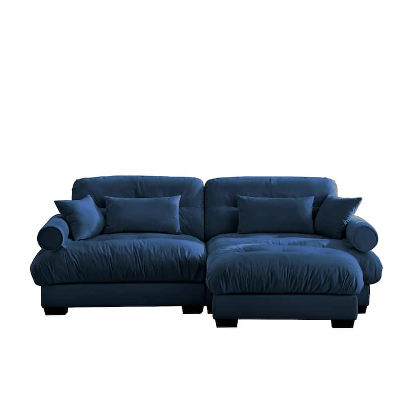 Modern Sectional Couch Comfortable Upholstered Sofa Set with Lumbar Pillow and Throw Pillow for Living Room