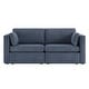 preview thumbnail 119 of 179, Mia Oversized Modular Sectional Fabric Sofa Blue-2 Pieces