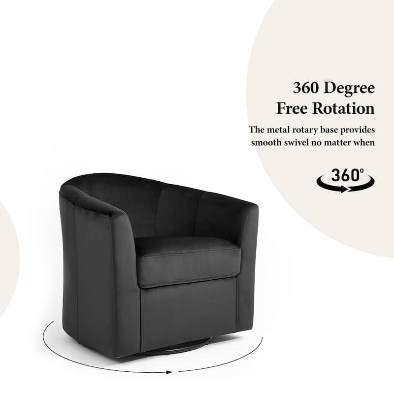 Modern 29"W Upholstered Swivel Barrel Chair for Living Room