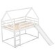 preview thumbnail 13 of 11, Twin House Bunk Bed with Slide and Ladder, Solid Pine Wood Frame, White
