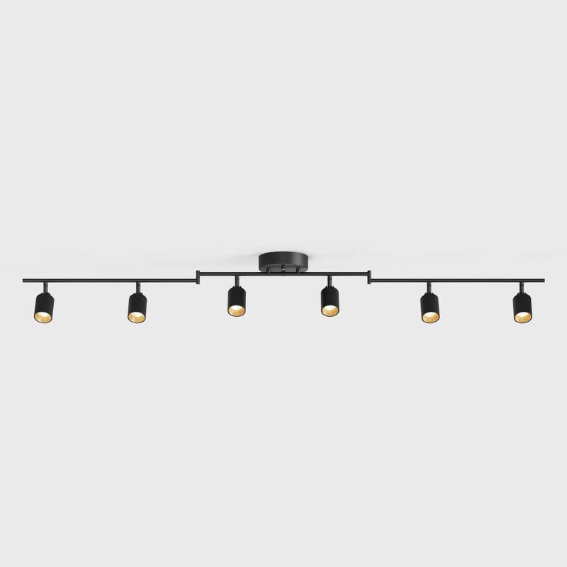 Shura 6-Light Black Integrated LED Swivel Track Light with Rotatable Heads, 5 ft. Track Lighting Kit, 3000k, 3000 Lumens