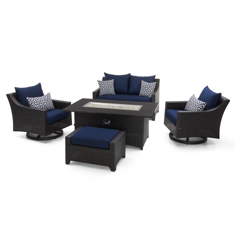 Deco 5 Piece Sunbrella Outdoor Patio Love & Motion Club Fire Set