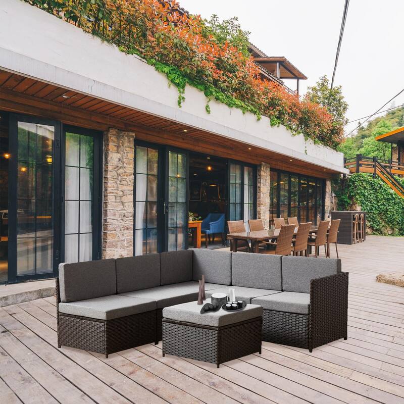 4 Piece Rattan Sectional Sofa Sets Patio Outdoor Furniture