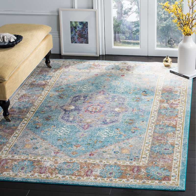 SAFAVIEH Aria Silla Vintage Boho Oriental Rug - 8' x 10' - Blue/Creme