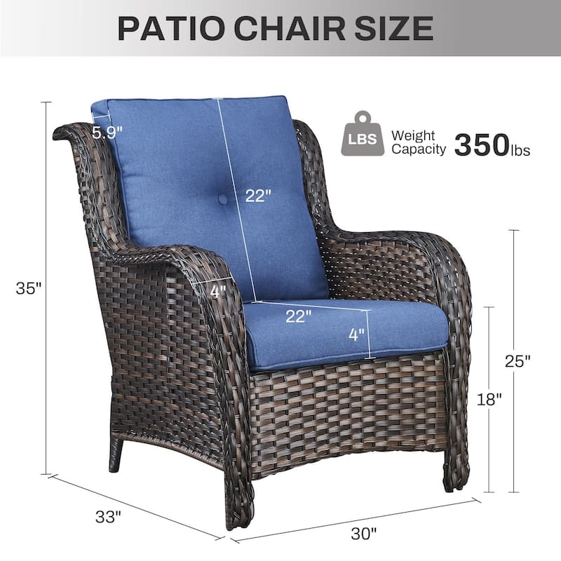 Gymojoy PE Rattan Wicker Chair Outdoor Patio Furniture Set of 2