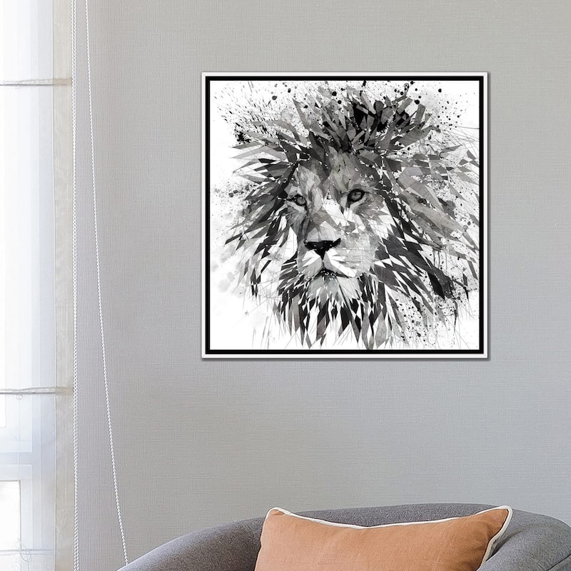iCanvas "Lion Black And White" by Katia Skye Framed