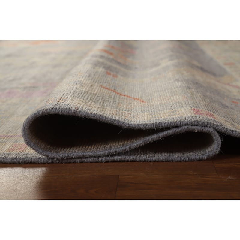 Hand Knotted Oriental 100% Wool Carpet Transitional All-Over Greys & Charcoal Oushak Area Rug - 9' 11'' X 8' 1''