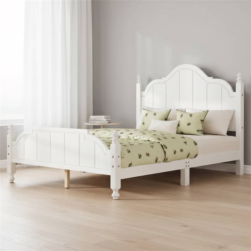 Full Size Platform Bed Frame with Vintage Headboard