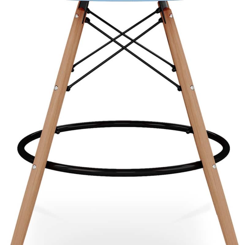 Wood Plastic Bucket Seat Counter Height Chair with Arms and Footrest - 19” x 23” x 47” (D x W x H)