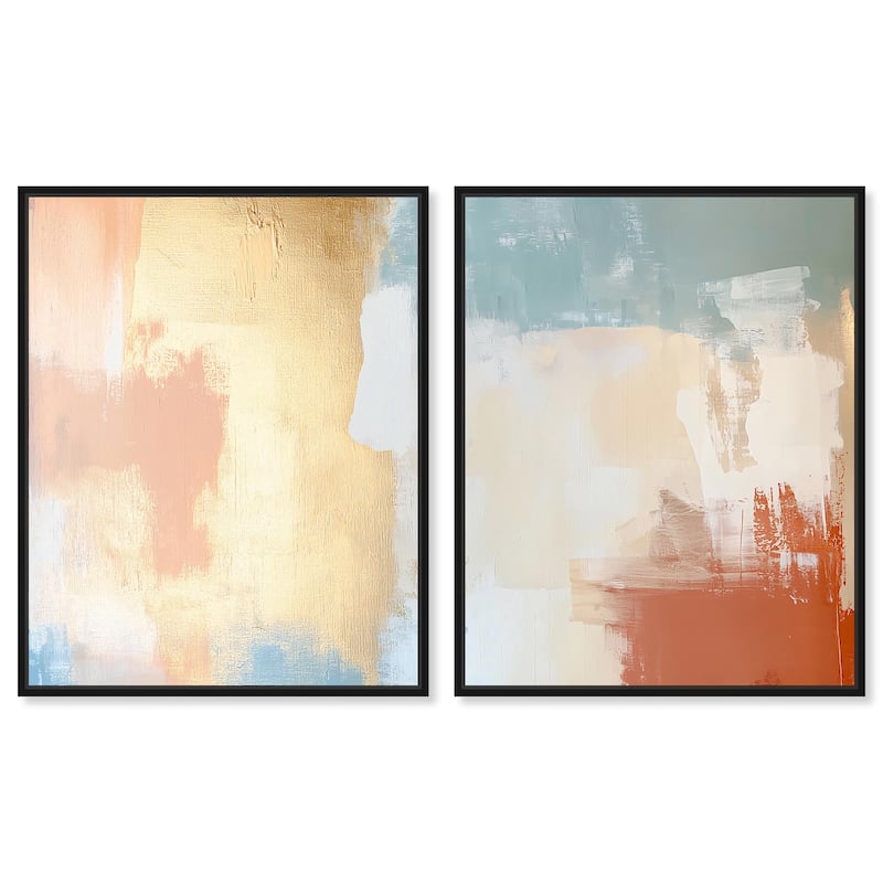 Painted Serenity I Canvas Set of 2 by Art Remedy - 16" x 20" - Black