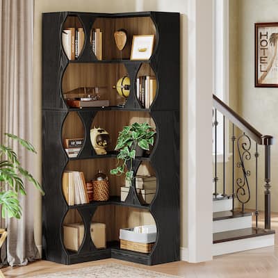5-Tier Modern L-Shaped Book Shelf Display Bookshelf