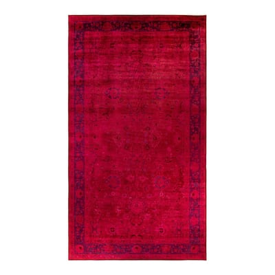 Overton Hand Knotted Wool Vintage Inspired Modern Contemporary Overdyed Red Area Rug - 9' 10" x 17' 7"