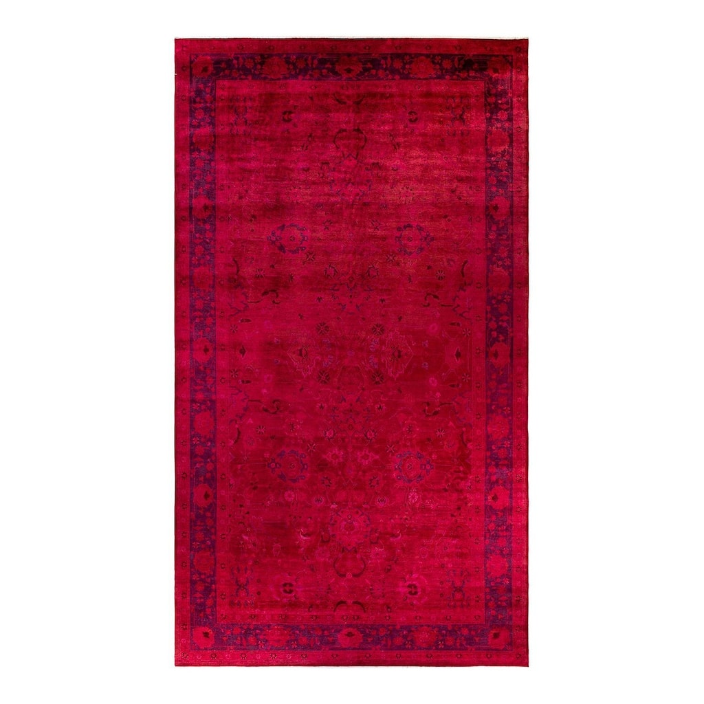 Overton Hand Knotted Wool Vintage Inspired Modern Contemporary Overdyed Red Area Rug - 9' 10" x 17' 7"