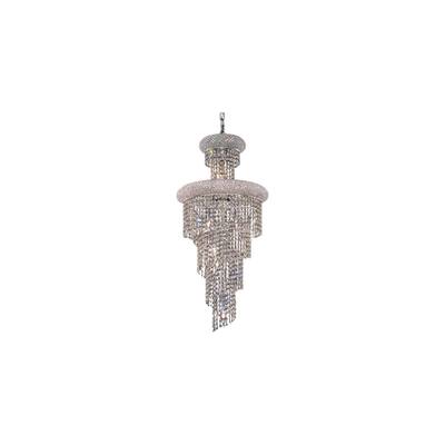 Spiral 10 light Chrome Pendant Clear Elegant Cut Crystal - One Size