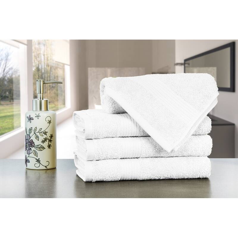 Hand Towels for Bathroom Cotton 600 GSM 18X28 Inch by Ample Decor - 4 Pcs