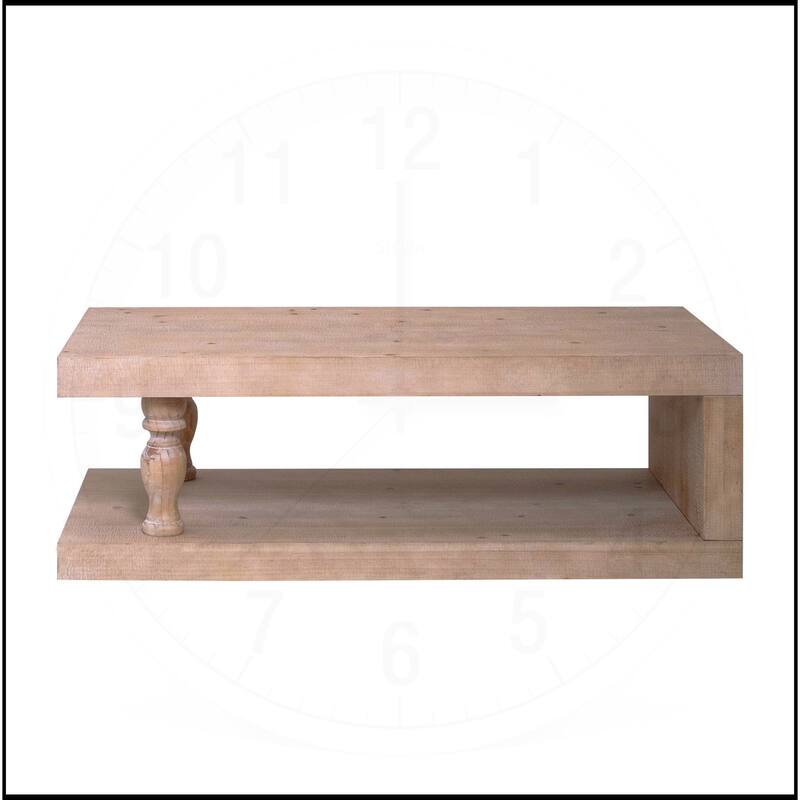 47" Rustic Solid Wood Coffee Table with Open Shelf