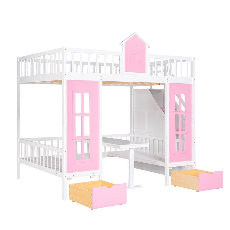 Bunk Bed with Changeable Table and with 2 Drawers