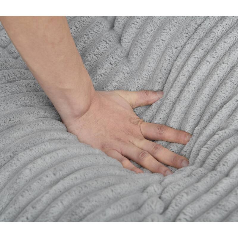 109" W Oversized Corduroy Lounge Chaise Sleeper Sofa 4 Pillows