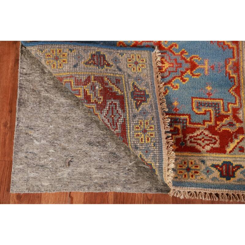 Hand Knotted Oriental 100% Wool Carpet Traditional Geometric Navy Blue & Blues Viss Runner Rug - 10' 0'' X 2' 6''